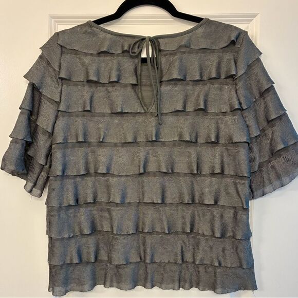 ANTHROPOLOGIE VANESSA VIRGINIA Ruffled Tiers Top Moss Women’s Size Small - Picture 7 of 11